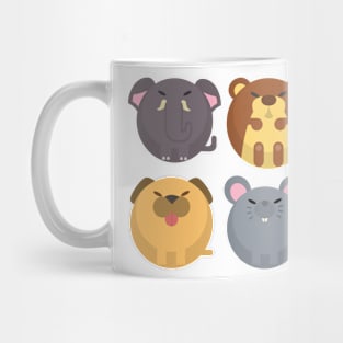 animal friends, Elephant, dog, rat, monkey Mug